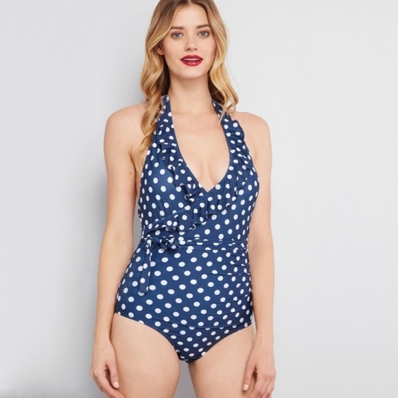 New ModCloth Reese Polka Dot One Piece Swimsuit - Picture 1 of 7